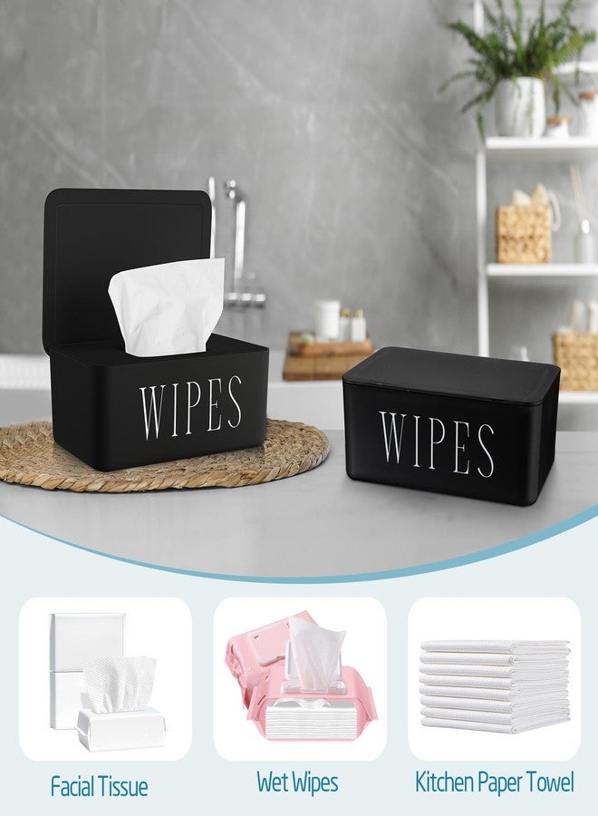Singhoow 4 Pack Baby Wipes Dispenser Refillable Wipe Holder with Lid Toilet Wipes Container for Bathroom Tissue Paper Storage Box for Home Office (Black) - Image 4